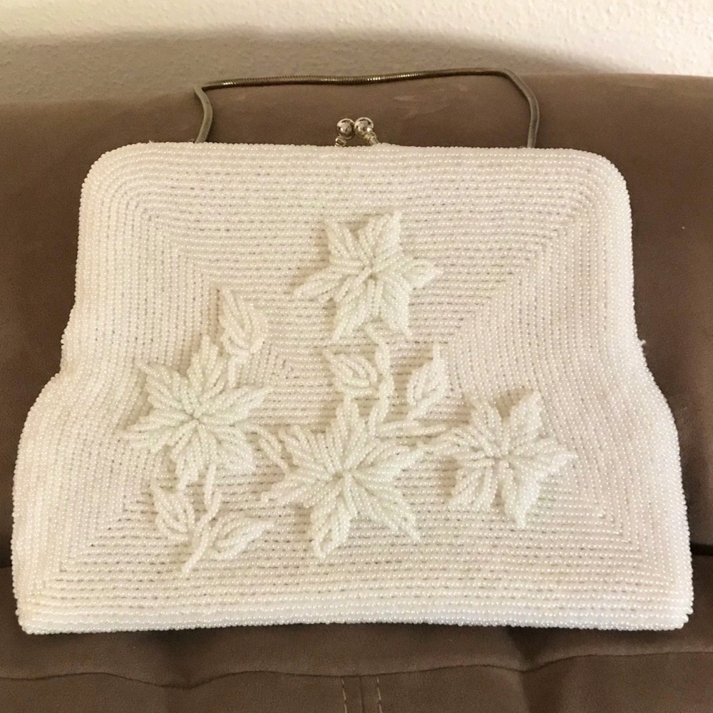 Vintage Hand Made Beaded Cream Color Mini …